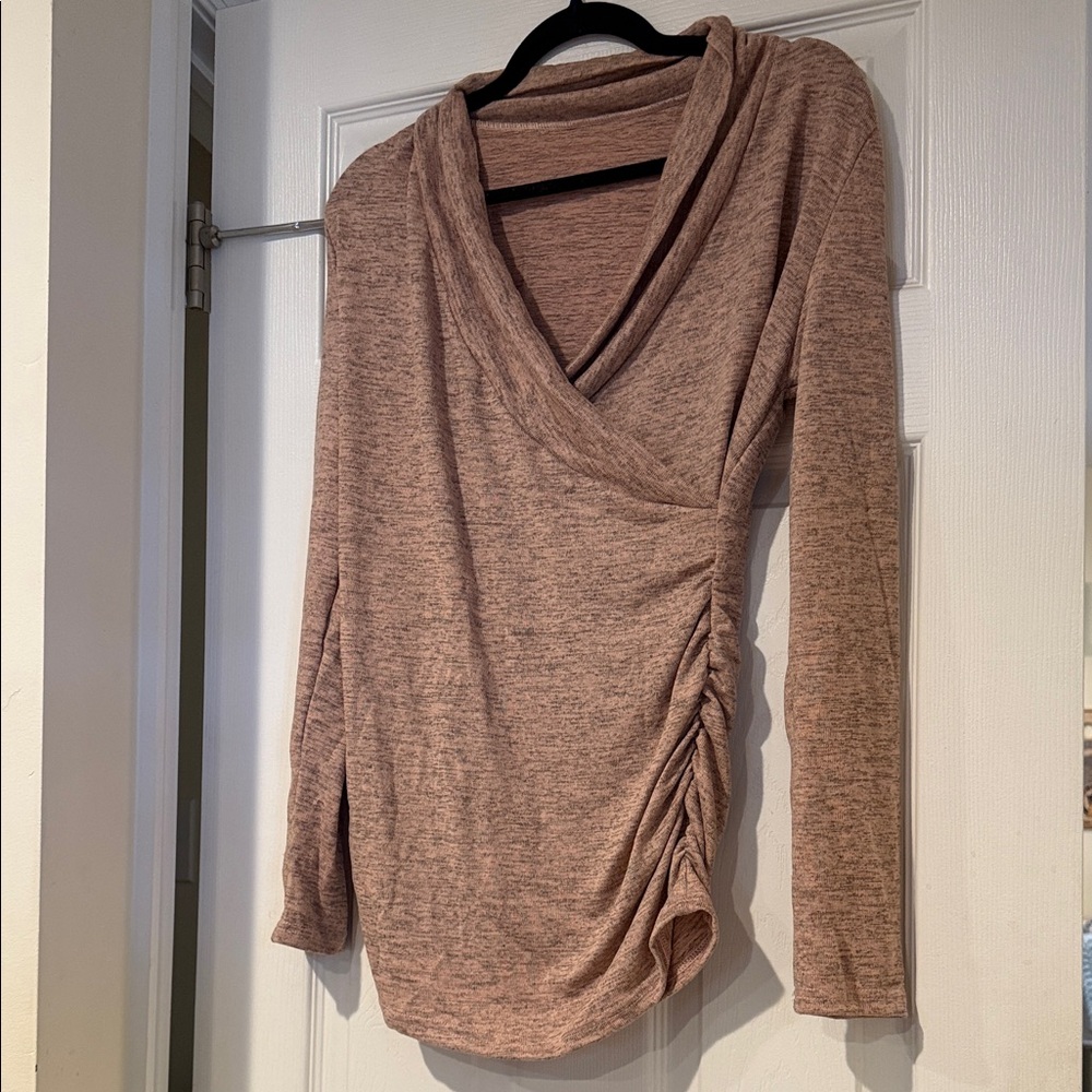 Maternity Brown Long Sleeve Ruched Top